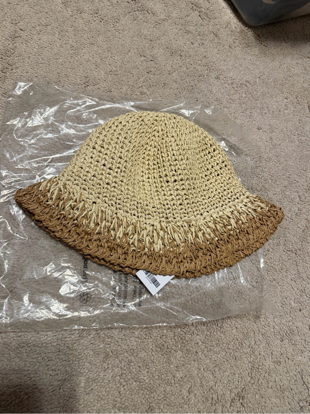 Eugenia Kim Two-Tone Crochet Bucket Hat in Beige and Brown